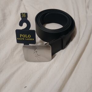 Polo Ralph Lauren Black Belt with Silver Buckle